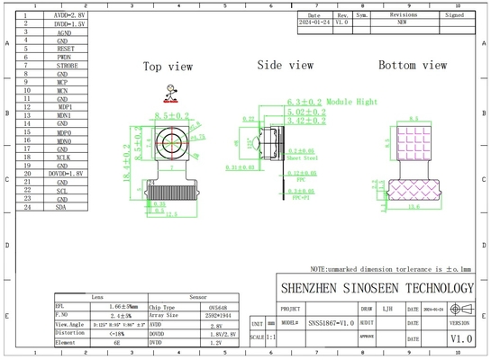 Μονάδα κάμερας 5MP MIPI με αισθητήρα OV5648, 90fps για κινητές συσκευές